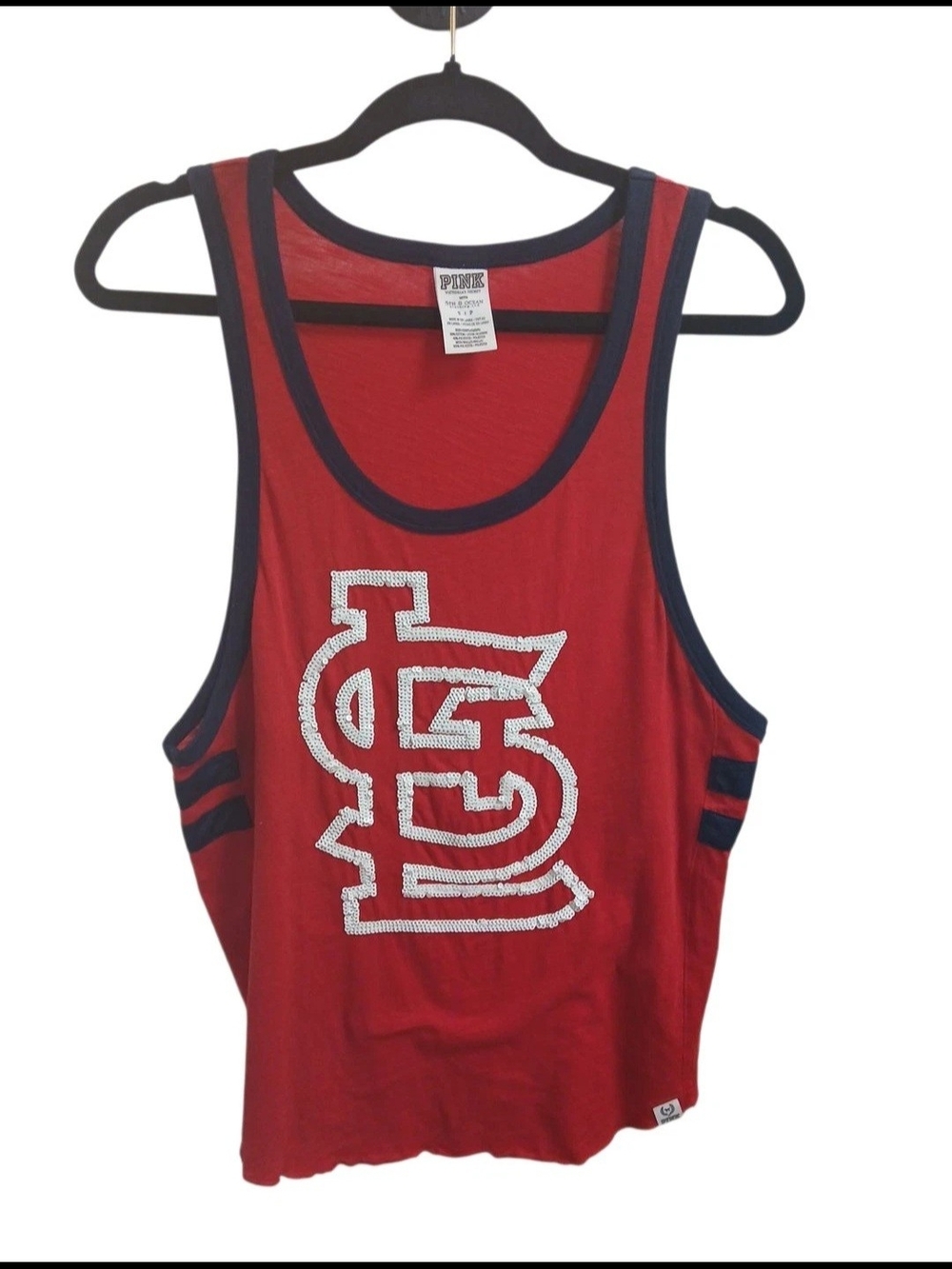 PINK Victoria's Secret St. Louis Cardinals Tank Top White Sequins #145